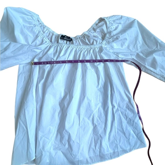 Pomander Place White Brooks Square Neck Blouse 3/4 Sleeve Size Medium Preppy - Picture 8 of 12